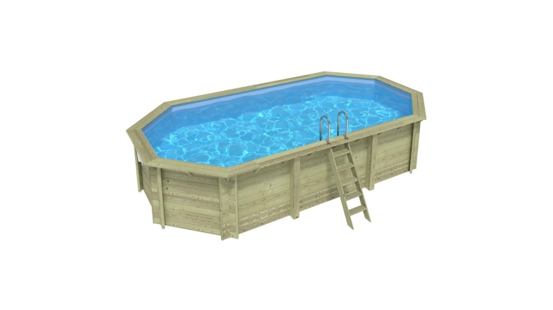 Pool NEMO 7.3 x 3.97 - H.1.45 m, hellblau, mit Stahlprofilen zum Einbetonieren