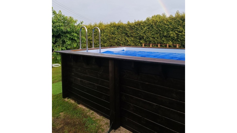 Pool AQUA 4.65 x 2.85 - H.1.24 m, hellblau, mit Stahlprofilen zum Einbetonieren