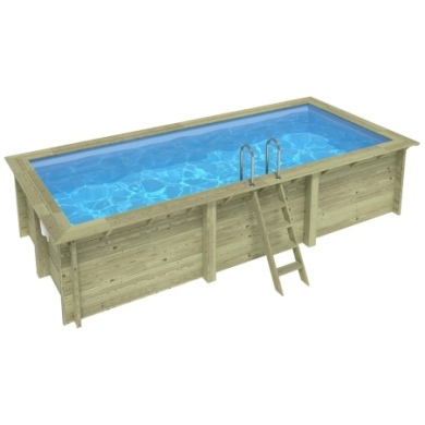 Pool AQUA 6.1 x 2.85 - H.1.31 m, hellblau, mit Stahlprofilen zum Einbetonieren