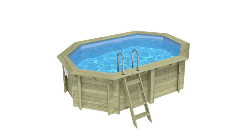 Pool NEMO 4.3 x 3 - H.1.18 m, hellblau, mit am Beton verschraubten Stahlprofilen