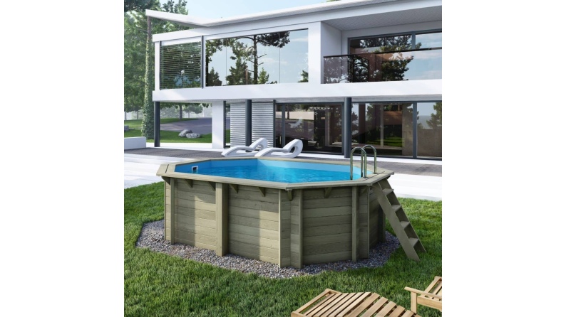 Pool NEMO 4.3 x 3 - H.1.18 m, hellblau, auf Rahmen - ohne Betonieren