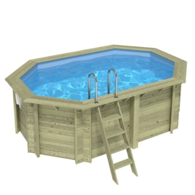 Pool NEMO 4.3 x 3 - H.1.31 m, hellblau, mit am Beton verschraubten Stahlprofilen
