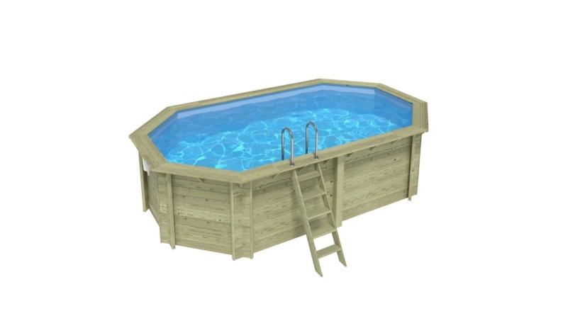 Pool NEMO 5.79 x 3.49 - H.1.45 m, hellblau, mit am Beton verschraubten Stahlprofilen