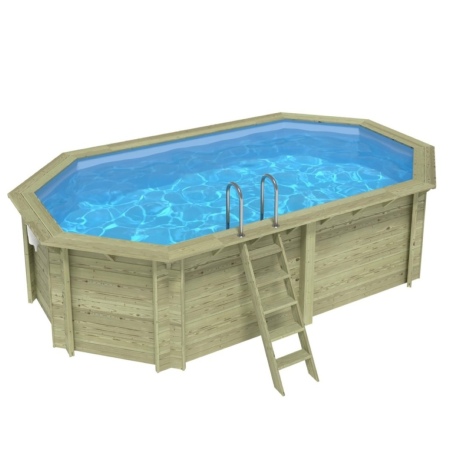 Pool NEMO 5.79 x 3.49 - H.1.45 m, hellblau, auf Rahmen - ohne Betonieren