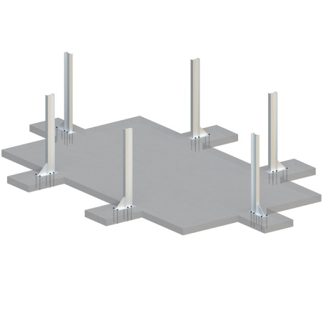 Pool AQUA 4.65 x 2.85 - H.1.24 m, hellblau, mit am Beton verschraubten Stahlprofilen