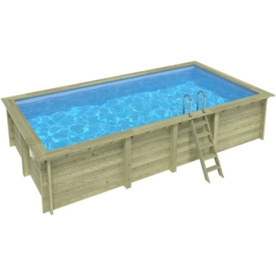 Pool AQUA 7 x 3.75 - H.1.45 m, hellblau, mit am Beton verschraubten Stahlprofilen
