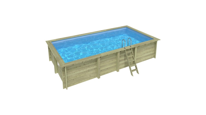 Pool AQUA 7 x 3.75 - H.1.45 m, hellblau, auf Rahmen - ohne Betonieren