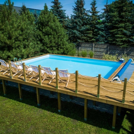 Pool AQUA 8.5 x 4.35 - H.1.45 m, hellblau, auf Rahmen - ohne Betonieren