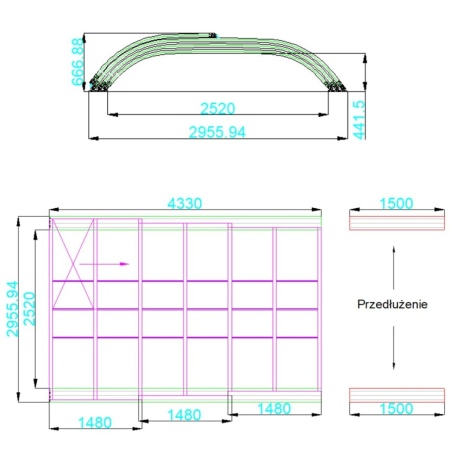 Poolüberdachungen Horizon - 4.33x2.52 m - Massives Polycarbonat 3 mm - für pool BAS7302. BAS7303