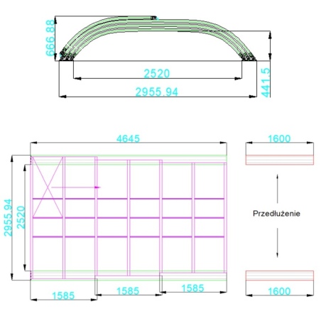 Poolüberdachungen Horizon - 4.64x2.52 m - 8 mm Hohlkammer-Polycarbonat - für pool BAS7304