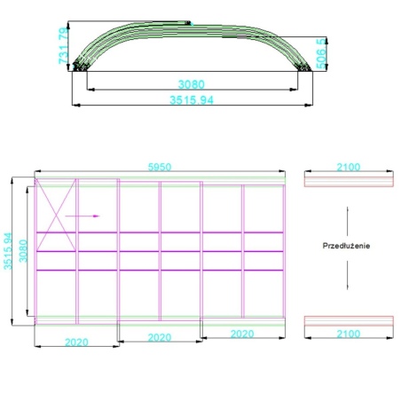 Poolüberdachungen Horizon - 5.95x3.08 m - 8 mm Hohlkammer-Polycarbonat - für pool BAS7305