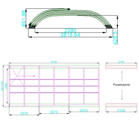 Poolüberdachungen Horizon - 6.1x2.38 m - 8 mm Hohlkammer-Polycarbonat - für pool BAS7306