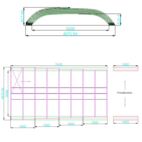 Poolüberdachungen Horizon - 7.43x3.5 m - Massives Polycarbonat 3 mm - für pool BAS7308