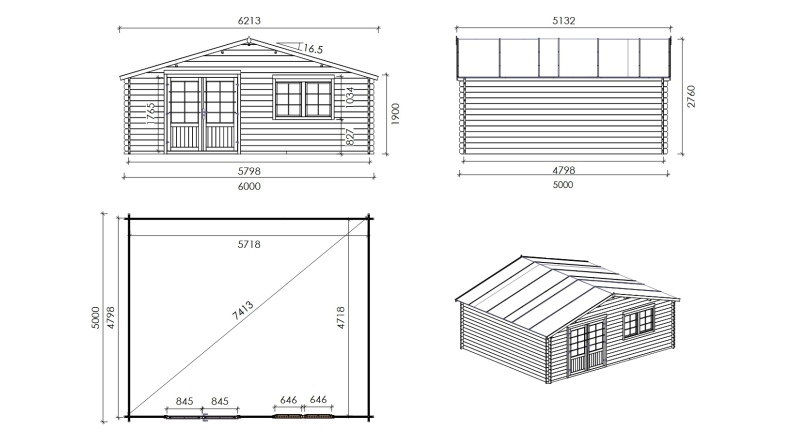 Gartenhaus, Gerätehaus 30m2 - 6x5m - 40mm