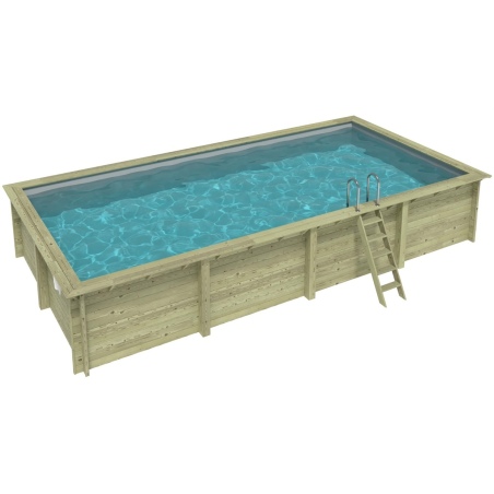 Pool AQUA 8.5 x 4.35 - H.1.45 m, grau, mit am Beton verschraubten Stahlprofilen
