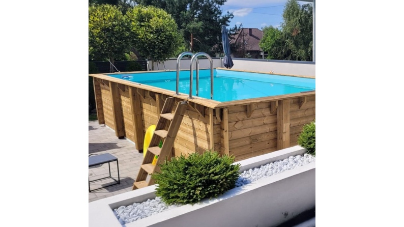 Pool AQUA 8.5 x 4.35 - H.1.45 m, grau, auf Rahmen - ohne Betonieren