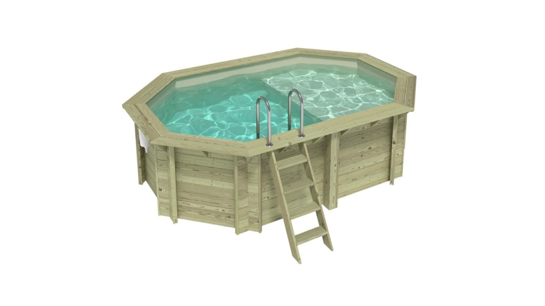 Pool NEMO 4.3 x 3 - H.1.18 m mit Liegefläche, sandfarben, mit Stahlprofilen zum Einbetonieren