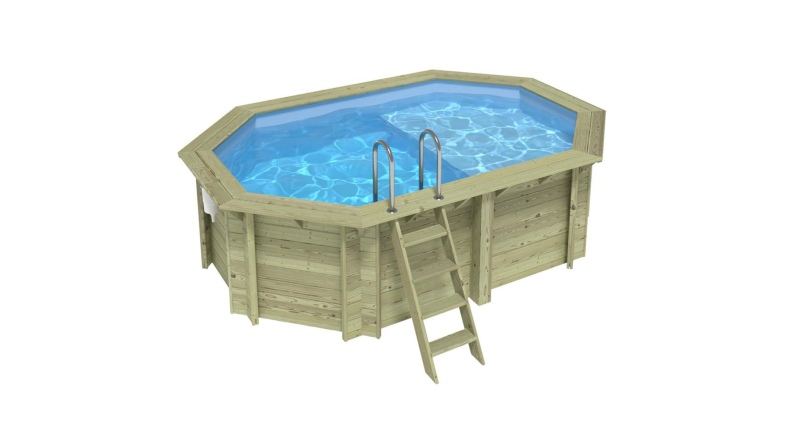 Pool NEMO 4.3 x 3 - H.1.18 m mit Liegefläche, hellblau, auf Rahmen - ohne Betonieren