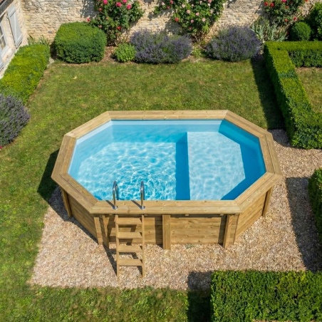 Pool NEMO 4.3 x 3 - H.1.18 m mit Liegefläche, hellblau, auf Rahmen - ohne Betonieren