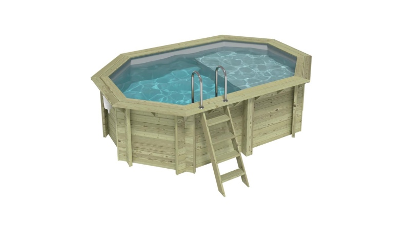 Pool NEMO 4.3 x 3 - H.1.18 m mit Liegefläche, grau, auf Rahmen - ohne Betonieren