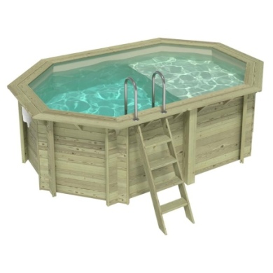 Pool NEMO 4.3 x 3 - H.1.31 m mit Liegefläche, sandfarben, mit Stahlprofilen zum Einbetonieren