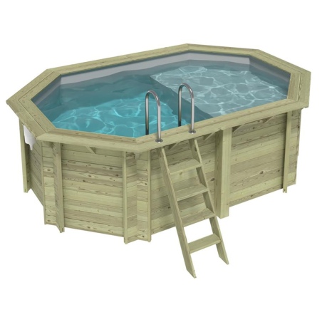 Pool NEMO 4.3 x 3 - H.1.31 m mit Liegefläche, grau, auf Rahmen - ohne Betonieren