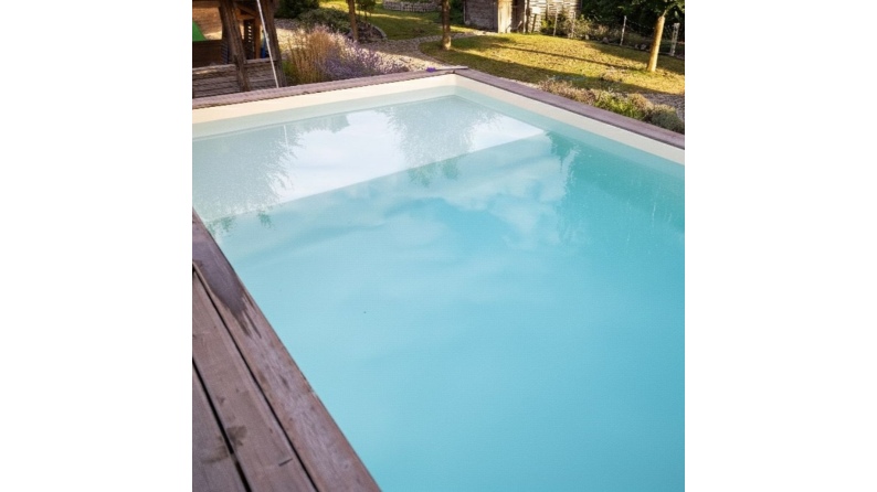 Pool NEMO 4.3 x 3 - H.1.31 m mit Liegefläche, grau, auf Rahmen - ohne Betonieren