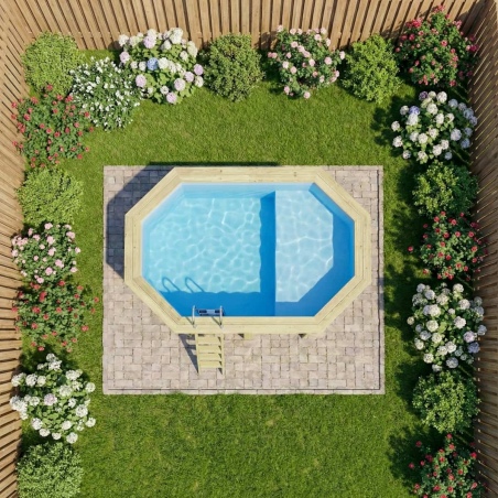 Pool NEMO 4.3 x 3 - H.1.31 m mit Liegefläche, hellblau, auf Rahmen - ohne Betonieren