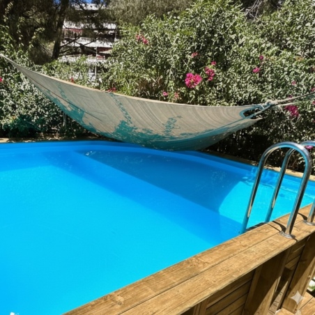 Pool NEMO 4.3 x 3 - H.1.31 m mit Liegefläche, hellblau, auf Rahmen - ohne Betonieren
