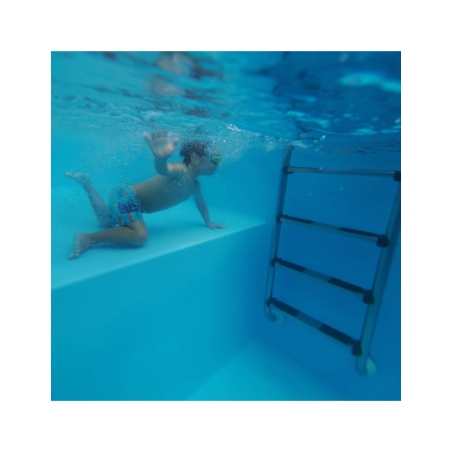 Pool NEMO 7.3 x 3.97 - H.1.45 m mit Liegefläche, sandfarben, mit Stahlprofilen zum Einbetonieren