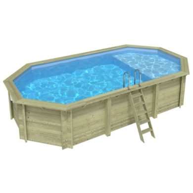 Pool NEMO 7.3 x 3.97 - H.1.45 m mit Liegefläche, hellblau, auf Rahmen - ohne Betonieren