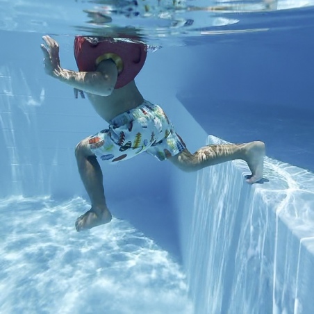 Pool NEMO 7.3 x 3.97 - H.1.45 m mit Liegefläche, hellblau, auf Rahmen - ohne Betonieren