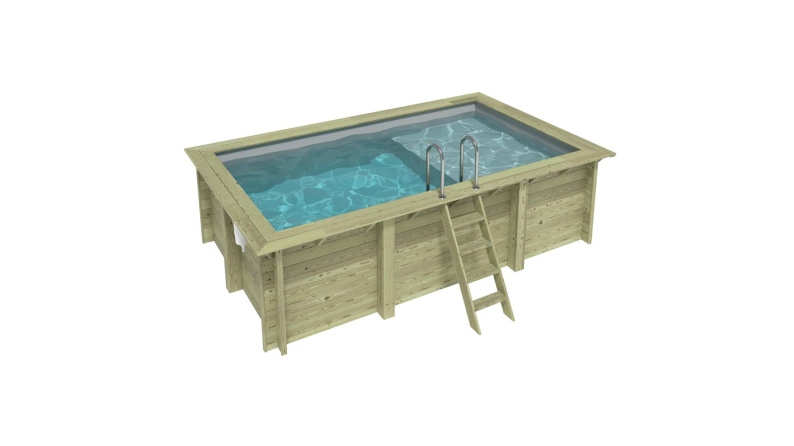 Pool AQUA 4.65 x 2.85 - H.1.24 m mit Liegefläche, grau, auf Rahmen - ohne Betonieren