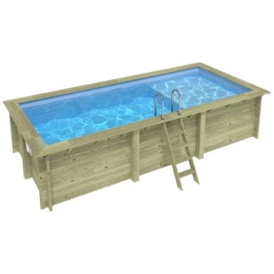 Pool AQUA 6.1 x 2.85 - H.1.31 m mit Liegefläche, hellblau, mit Stahlprofilen zum Einbetonieren