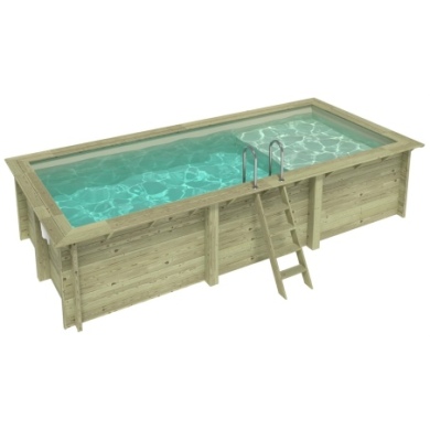 Pool AQUA 6.1 x 2.85 - H.1.31 m mit Liegefläche, sandfarben, mit Stahlprofilen zum Einbetonieren