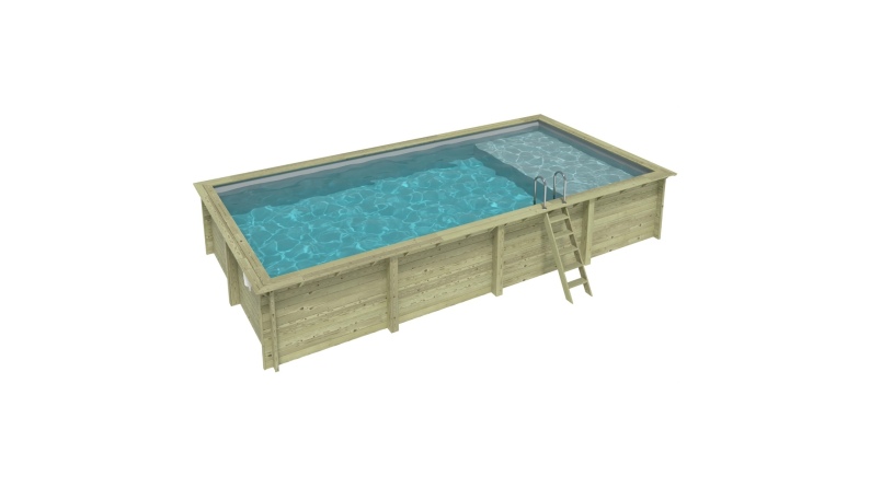 Pool AQUA 8.5 x 4.35 - H.1.45 m mit Liegefläche, grau, auf Rahmen - ohne Betonieren