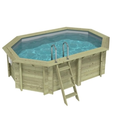 Pool NEMO 4.3 x 3 - H.1.18 m, grau, mit am Beton verschraubten Stahlprofilen