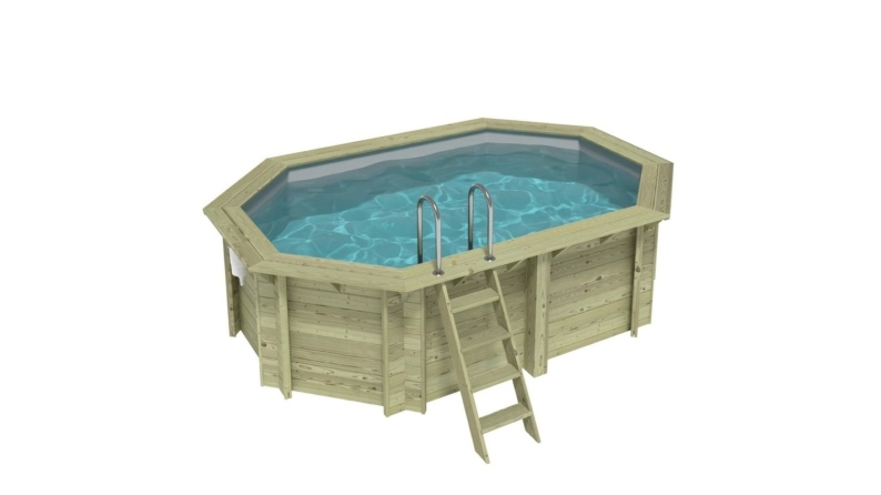 Pool NEMO 4.3 x 3 - H.1.18 m, grau, mit am Beton verschraubten Stahlprofilen