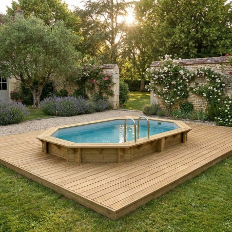 Pool NEMO 4.3 x 3 - H.1.18 m, grau, mit am Beton verschraubten Stahlprofilen