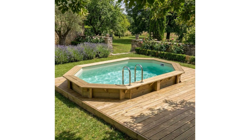 Pool NEMO 4.3 x 3 - H.1.18 m, sandfarben, auf Rahmen - ohne Betonieren