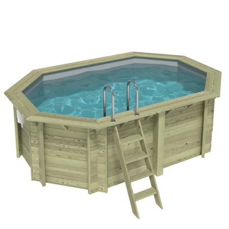Pool NEMO 4.3 x 3 - H.1.31 m, grau, mit am Beton verschraubten Stahlprofilen