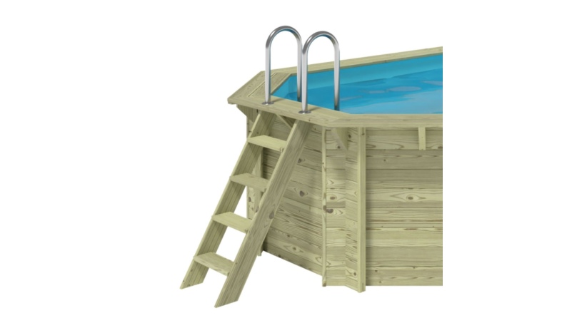 Pool NEMO 4.3 x 3 - H.1.31 m, sandfarben, mit am Beton verschraubten Stahlprofilen