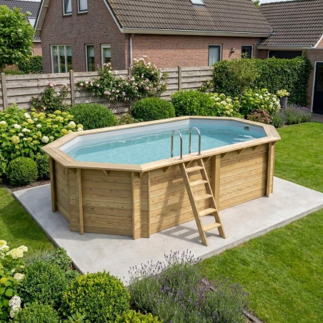 Pool NEMO 5.79 x 3.49 - H.1.45 m, grau, mit Stahlprofilen zum Einbetonieren