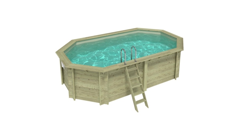 Pool NEMO 5.79 x 3.49 - H.1.45 m, sandfarben, auf Rahmen - ohne Betonieren