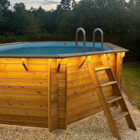 Pool NEMO 5.79 x 3.49 - H.1.45 m, sandfarben, auf Rahmen - ohne Betonieren
