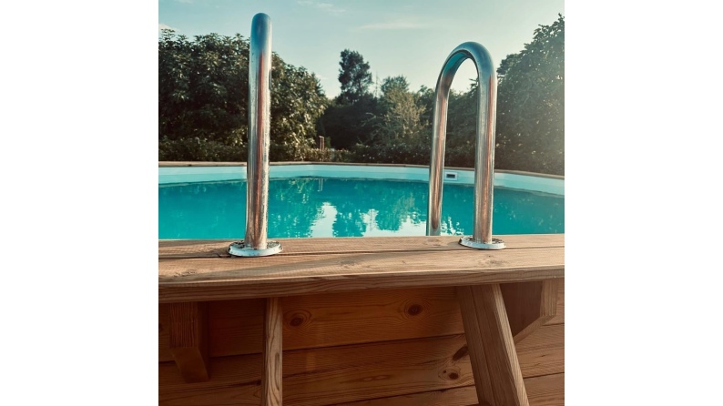 Pool NEMO 5.79 x 3.49 - H.1.45 m, sandfarben, auf Rahmen - ohne Betonieren