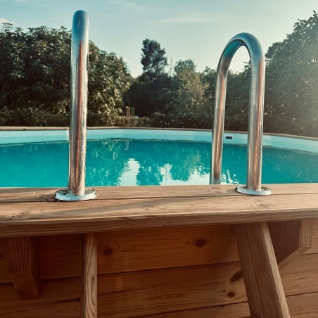 Pool NEMO 5.79 x 3.49 - H.1.45 m, sandfarben, auf Rahmen - ohne Betonieren