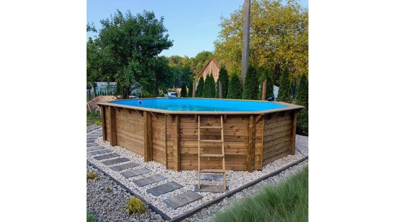 Pool NEMO 7.3 x 3.97 - H.1.45 m, grau, mit Stahlprofilen zum Einbetonieren