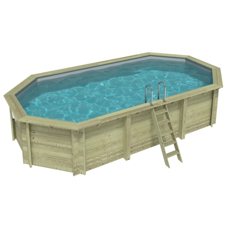 Pool NEMO 7.3 x 3.97 - H.1.45 m, grau, mit am Beton verschraubten Stahlprofilen