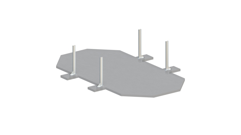 Pool NEMO 7.3 x 3.97 - H.1.45 m, grau, mit am Beton verschraubten Stahlprofilen